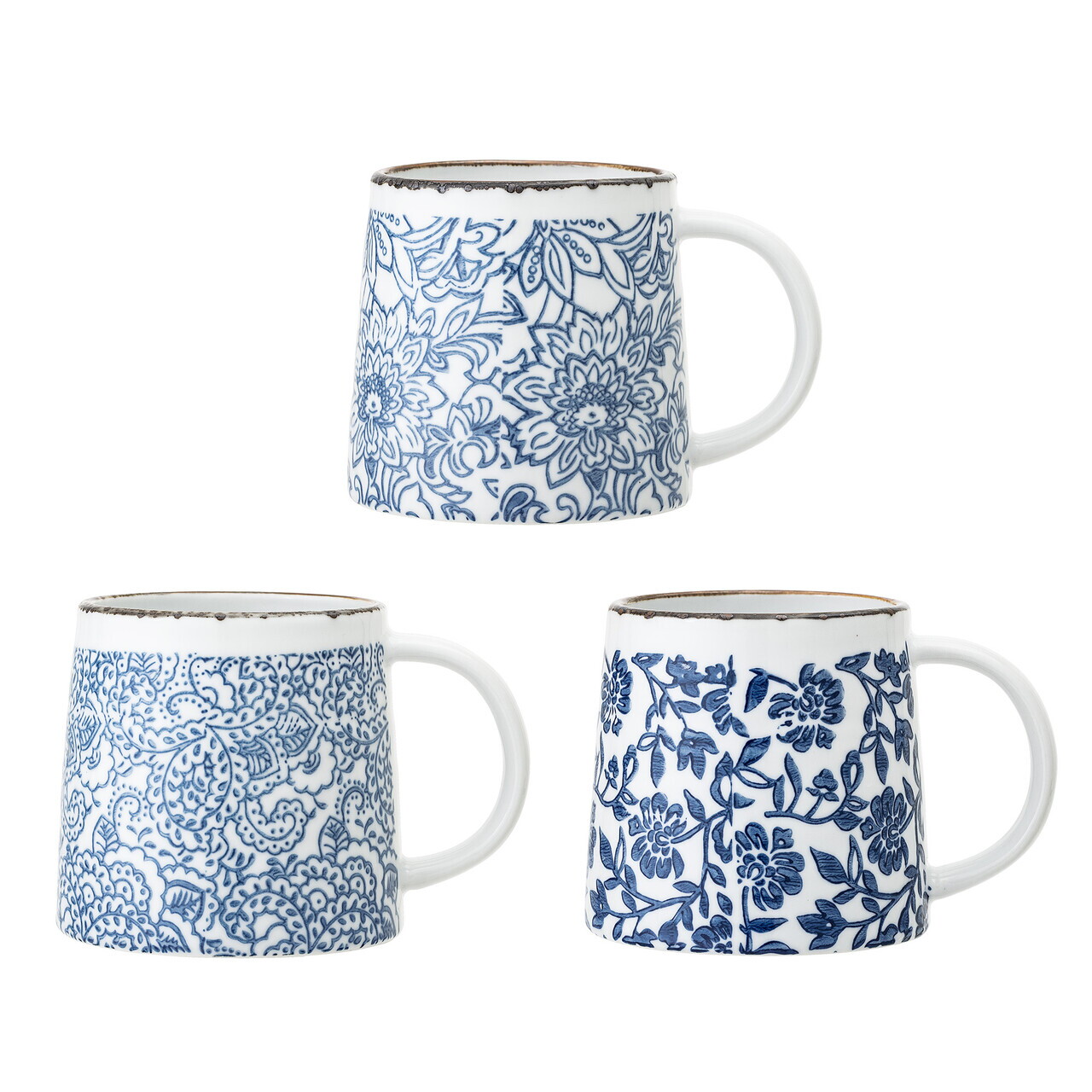Set 3 cani, Bloomingville, Molly, 9.5x9.5 cm, 400 ml, ceramica, albastru - imagine 4